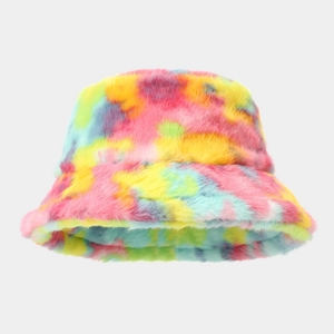 Bob en peluche tie-dye arc-en-ciel en fausse fourrure douce pour la chaleur hivernale