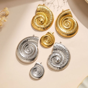 Nautilus shell pendants in gold and silver steel, available in large, medium, and small sizes
