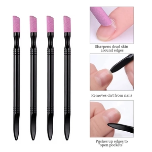 4-pack dual-head quartz nail file sticks for cuticle removal and manicuring