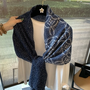 Mandala Polka Dot Scarf Shawl Cotton Linen Blend Large Sun Protection Breathable For Women Bohemian Retro Style Tassels