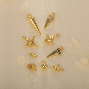 Minimalist 18K gold-plated geometric star and pyramid pendants with cubic zirconia