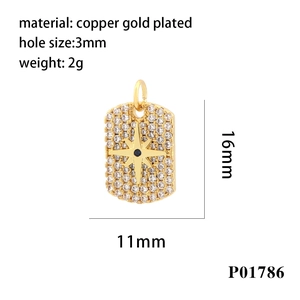 Detailed size specifications for 18K gold plated copper star pendant with cubic zirconia