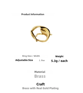 Detail view of gold-plated liquid metal style ring showing 1.9cm width and adjustable band