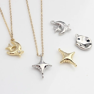 Mini Alloy Pendants Star Moon Oval Cross Charms With Rhinestone For DIY Earring Jewelry Making Accessory