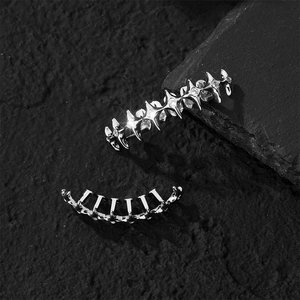 Hip hop silver star shape grillz with shiny cubic zirconia stones for luxury tooth decor