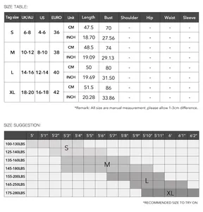 Tableau des tailles pour haut Y2K ajusté avec recommandations de taille et de poids