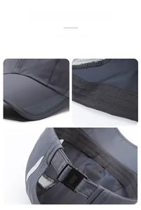 Detail view of quick-dry sports cap with breathable mesh and adjustable buckle strap