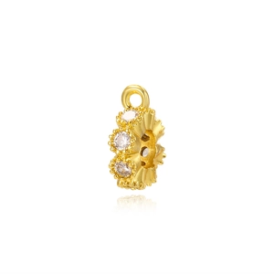 Golden plated brass charm with white zircon stones for DIY necklace and bracelet jewelry