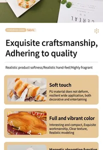 Detail of soft PU artificial croissant with high simulation texture and magnetic base