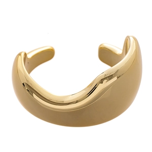 Minimalist irregular geometric open cuff bracelet in polished gold finish