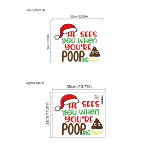Sticker WC de Noël avec emoji bonnet de Père Noël et citation drôle pour salle de bain