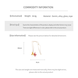 Detailed size and material chart for horse pendant necklace with 34.8g weight and 88cm rope