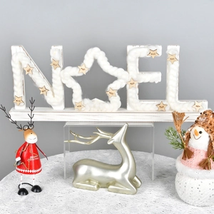 Nordic wooden NOEL letter sign with reindeer and snowman for Christmas tabletop decor
