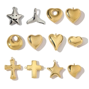Charmes Pendentifs Bijoux DIY Acier Inoxydable Zircon Cœur Étoile Croix Formes Style Vintage Français Pour Fabrication Colliers Femmes