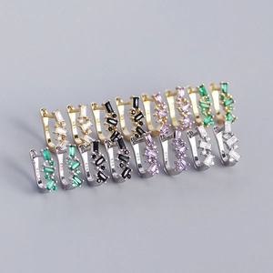 Vintage U-Shape Huggie Hoop Earrings Micro Pave Zircon With 925 Sterling Silver Earring Post Irregular Fashion Jewelry