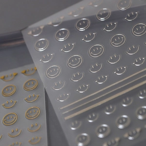 3D Bronzierung Cartoon Smiley Gesicht Nagelkunst Aufkleber Gold Silber Klebebilder