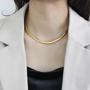 Minimalist Snake Bone Chain Necklace Stainless Steel Flat Blade Choker Fashion Jewelry For Women Men