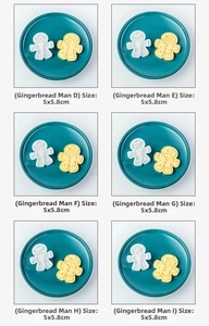Set of 6 gingerbread man cookie cutters with various cartoon expressions for DIY baking