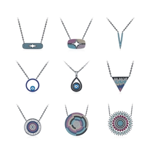Collection of nine S925 silver necklaces with vibrant turquoise and colorful gemstones