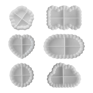 Set of 6 cloud-shaped silicone molds for DIY resin coasters and storage trays on white base