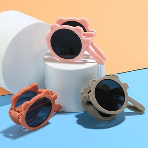 Lunettes de soleil pliables pour enfants avec oreilles d'ours, coloris mats variés