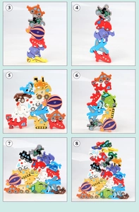 Detail showing colorful wooden stacking blocks with alphabets and transport shapes