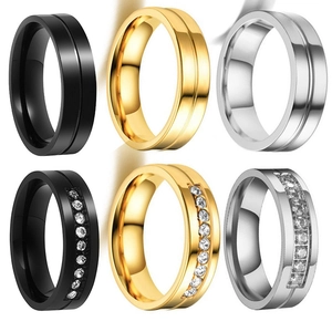 Minimalist Stainless Steel Ring Channel Set Zirconia Polished Groove Band Hip Hop Fashion Jewelry For Men Women