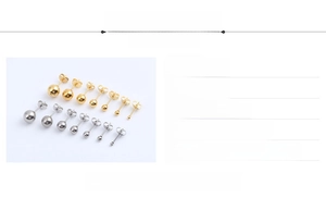 Detailed size chart for stainless steel ball stud earrings in gold, rose gold and silver