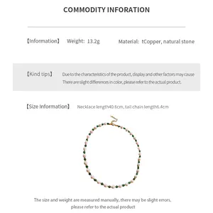 Detailed view of natural stone and pearl necklace with size and weight specifications