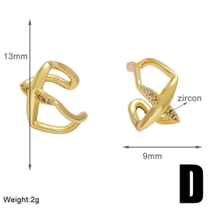 Macro view of gold plated zircon ear cuff with 13mm height and 9mm width dimensions