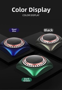 Solar powered car aromatherapy diffuser available in navy blue, black, and dark green colors