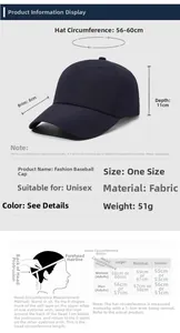 Tabella taglie per cappello blu navy con misure e guida alla misurazione della testa
