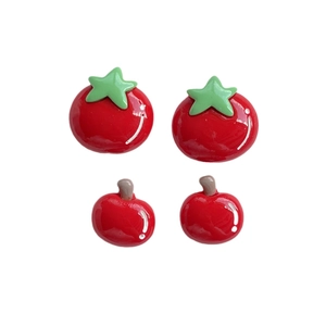 Glossy red resin tomato and apple fruit accessories for DIY jewelry and phone cases