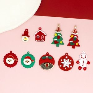 Assorted Christmas DIY alloy pendants featuring Santa, snowmen, and festive trees