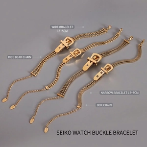 Three-layer 18k gold plated stainless steel bracelets with unique watch buckle clasp