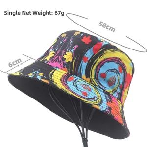 Cappello da pescatore tie-dye reversibile, 58cm di circonferenza con foglie d'acero