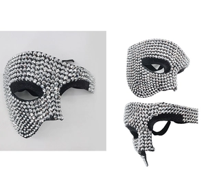 Detailed multi-angle views of high-end rhinestone Halloween masquerade party mask