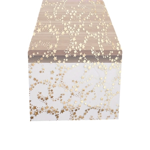 Star pattern gold bronzing mesh table runner for wedding and home decoration
