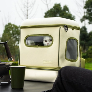 Portable pet carrier backpack with wheels and transparent window for cats and small dogs
