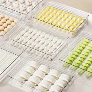 Transparent food-grade plastic dumpling storage boxes for freezer and fridge organization