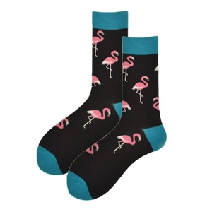 Bunte Flamingo-Socken in Schwarz und Blau für Damen und Herren im Paar