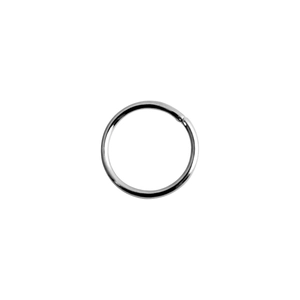 Close-up of a single polished silver metal dreadlock cuff ring on a white background