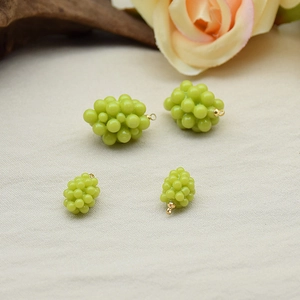 Mini green grape resin fruit pendants with gold rings for DIY jewelry making
