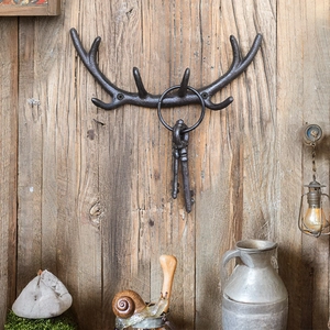Antler Wandhaken Gusseisen Vintage Hirschhorn Rack Für Schlüssel Mantel Hut Eingangsbereich Dekor Rustikales Metall