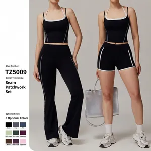 Ensemble de Yoga pour Femmes Brassière de Sport Dos Nu et Leggings Évasés Taille Haute Croisée Tenue de Sport Top And Bottom