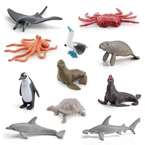 11-piece set of realistic marine animal figurines including sharks and sea turtles