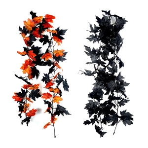 Artificial Maple Leaf Garland LED PVC Fall Vine Pumpkin Sunflower Halloween Home Wall Decor Autumn Foliage