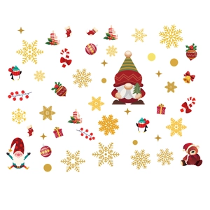Autocollants de Noël avec Père Noël, gnomes et éléments festifs sur un fond blanc neutre