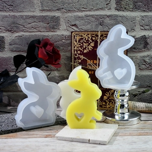 3D Easter bunny silicone mold with heart design for DIY resin, candles and plaster crafts