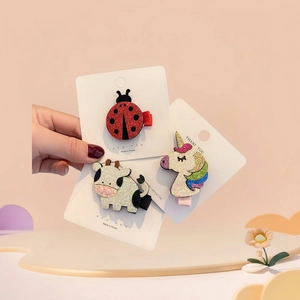 Barrettes Cheveux Pailletées Enfants Mignon Animal Dessin Animé Licorne Abeille Vache Arc En Ciel Pour Filles Épingles Kawaii